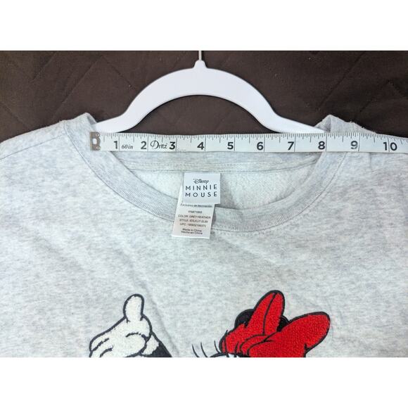 Women's heather gray sweatshirt w/Minnie Mouse embroidery size Large - Picture 9 of 11